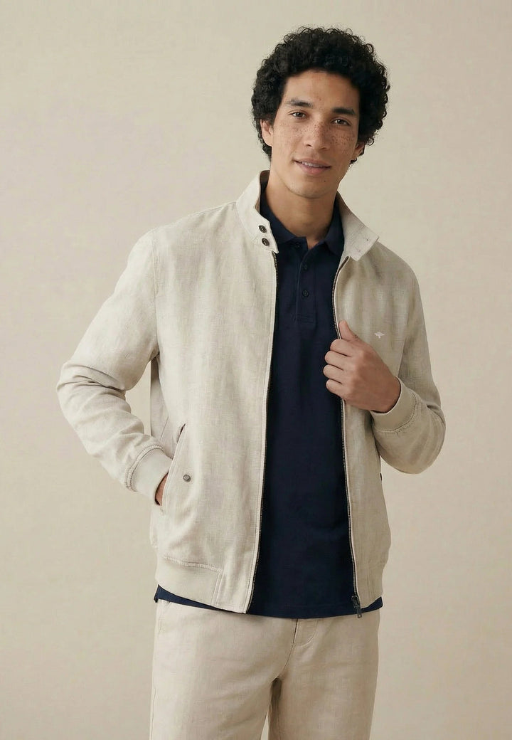 Fynch - Hatton Pure Linen Harrington Jacket Cement 16032602-828-M
