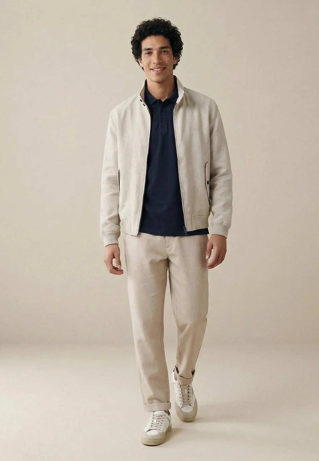 Fynch - Hatton Pure Linen Harrington Jacket Cement 16032602-828-M