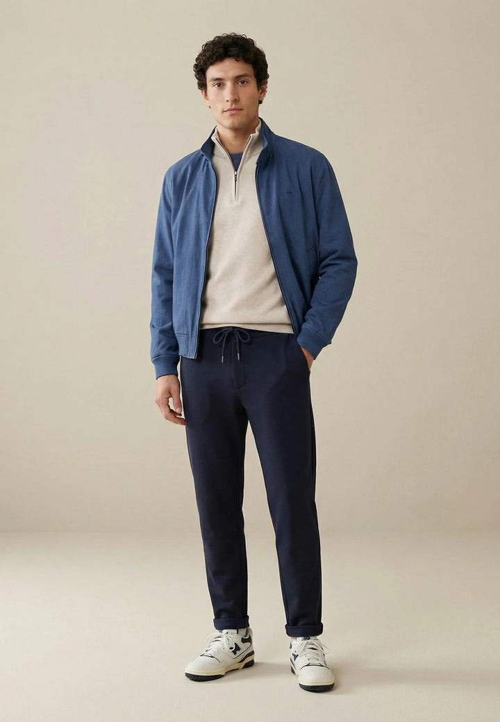 Fynch - Hatton Pure Linen Harrington Jacket Horizon Blue 16032602-655-M