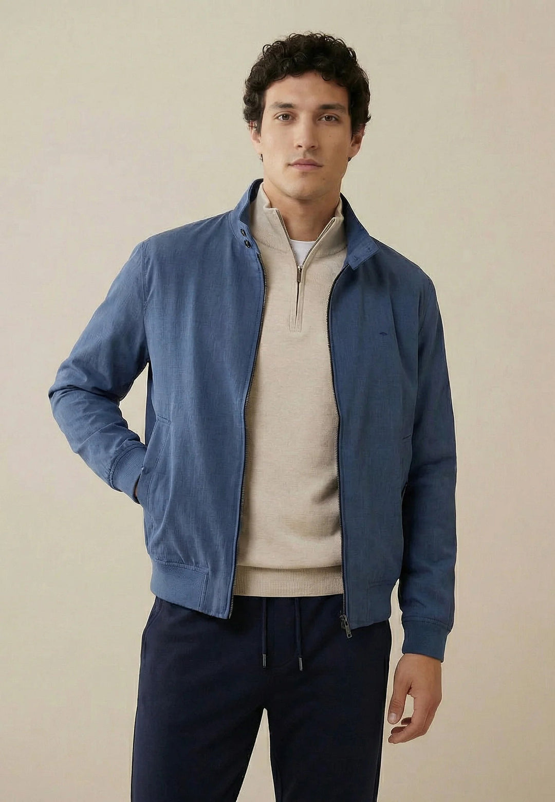 Fynch - Hatton Pure Linen Harrington Jacket Horizon Blue 16032602-655-M