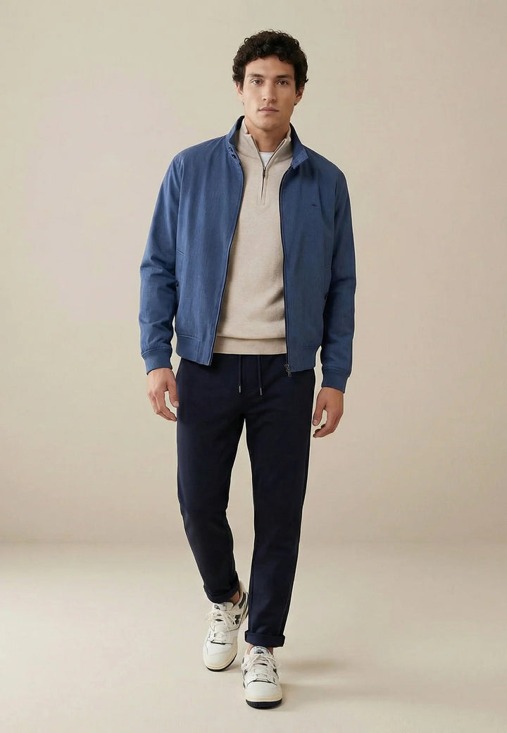 Fynch - Hatton Pure Linen Harrington Jacket Horizon Blue 16032602-655-M