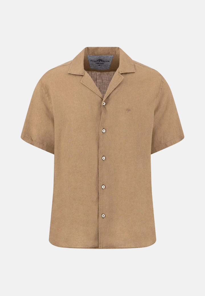Fynch - Hatton Pure Linen Lapel Collar Short Sleeved Shirt Elephant Grey 16046009-213-M
