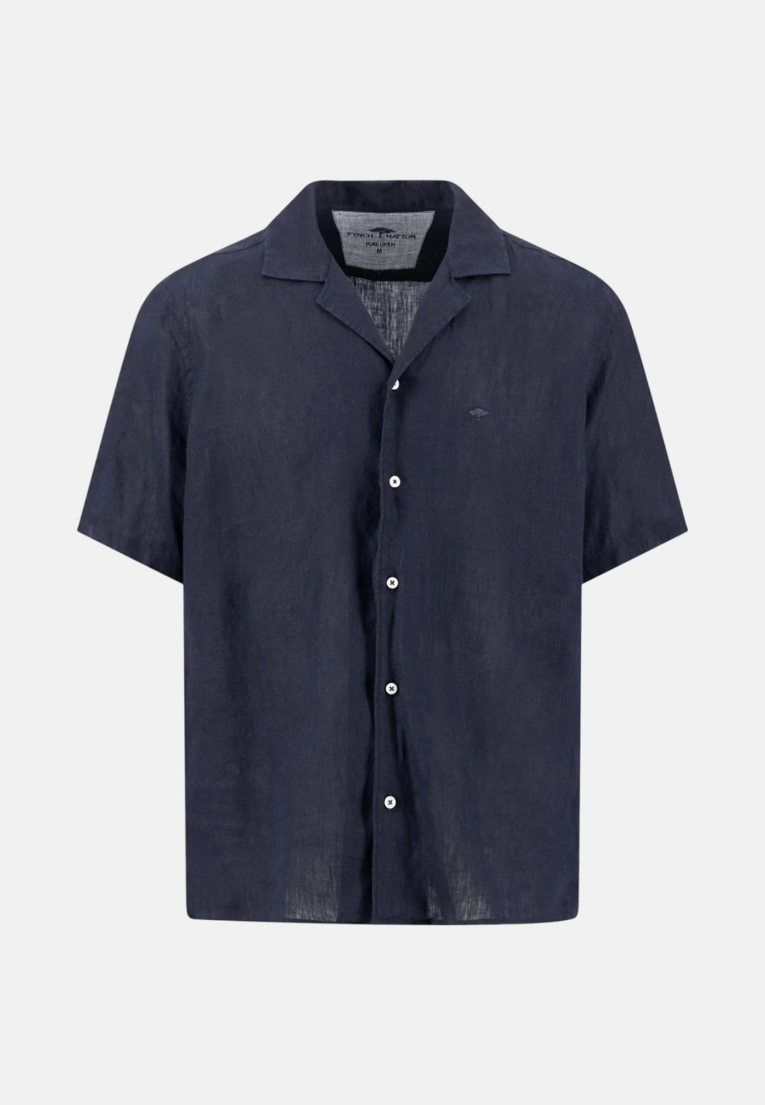 Fynch - Hatton Pure Linen Lapel Collar Short Sleeved Shirt Navy 16046009-685-M