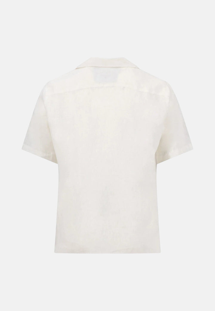Fynch - Hatton Pure Linen Lapel Collar Short Sleeved Shirt White 16046009-802-M