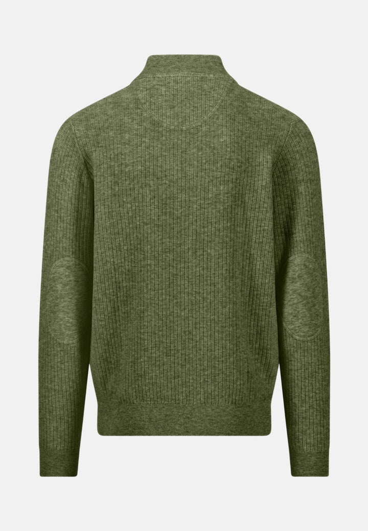 Fynch-Hatton Ribbed Cotton 1/4 Zip Knit Moss 1608234-748-M