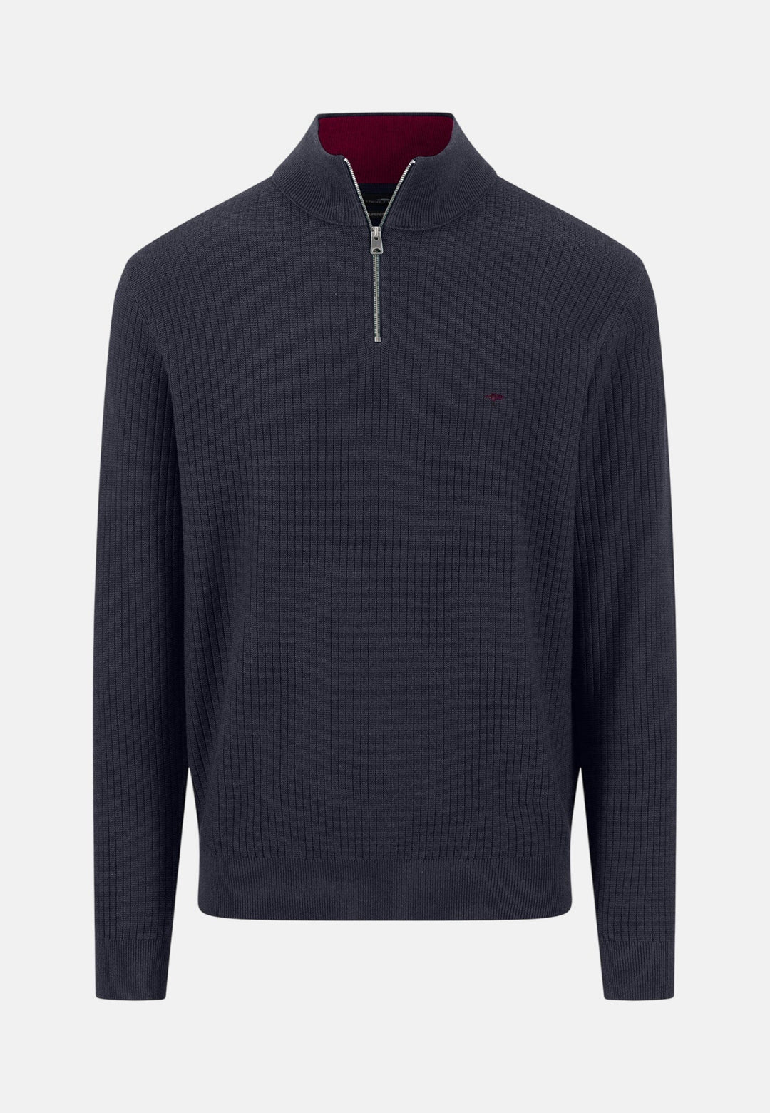 Fynch-Hatton Ribbed Cotton 1/4 Zip Knit Navy 1608234-690-M