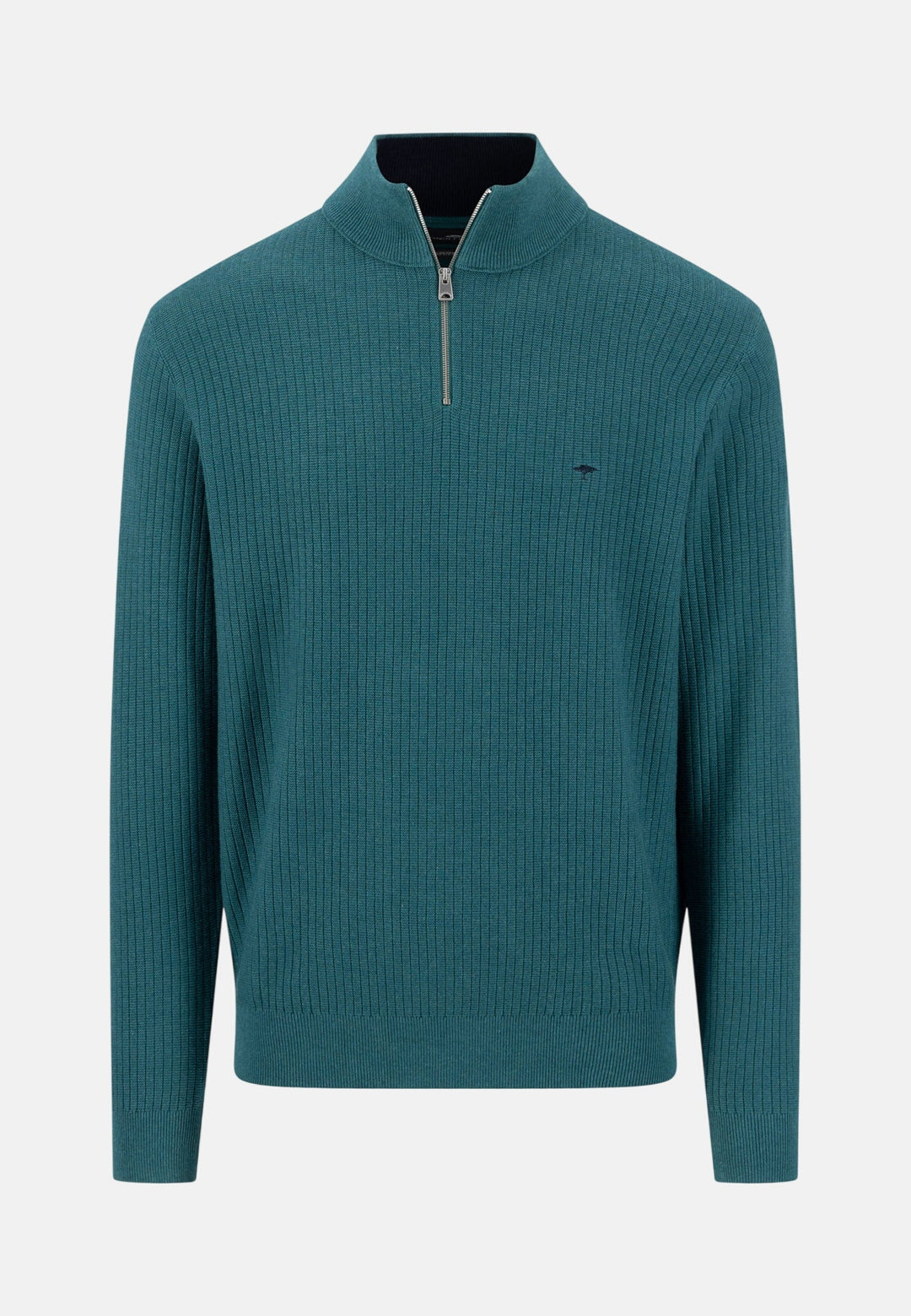 Fynch-Hatton Ribbed Cotton 1/4 Zip Knit Teal 1608234-673-M