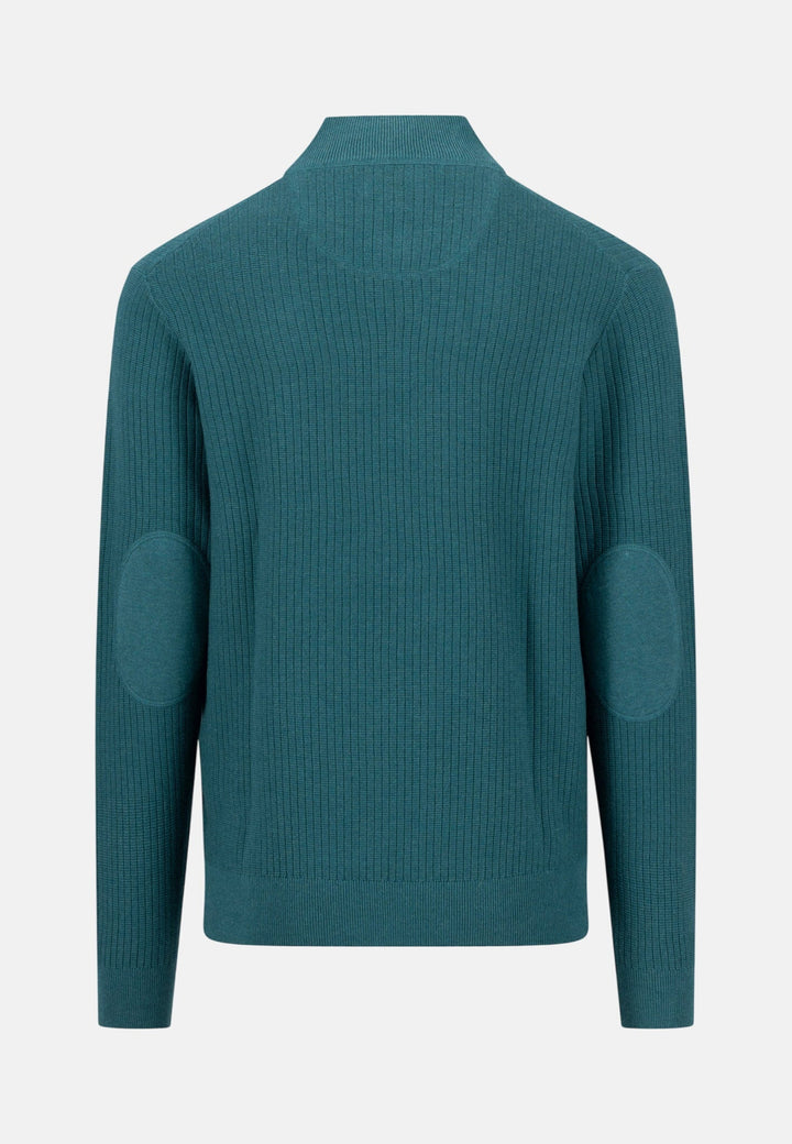 Fynch-Hatton Ribbed Cotton 1/4 Zip Knit Teal 1608234-673-M