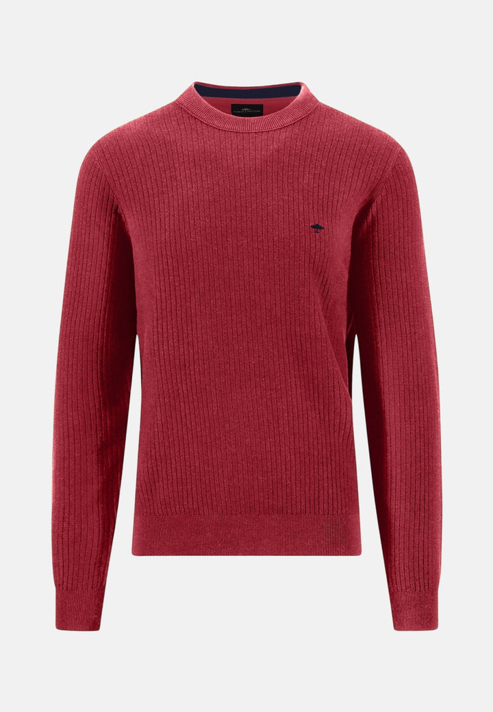 Fynch-Hatton Ribbed Cotton Crewneck Knit Brick 1608233-346-M