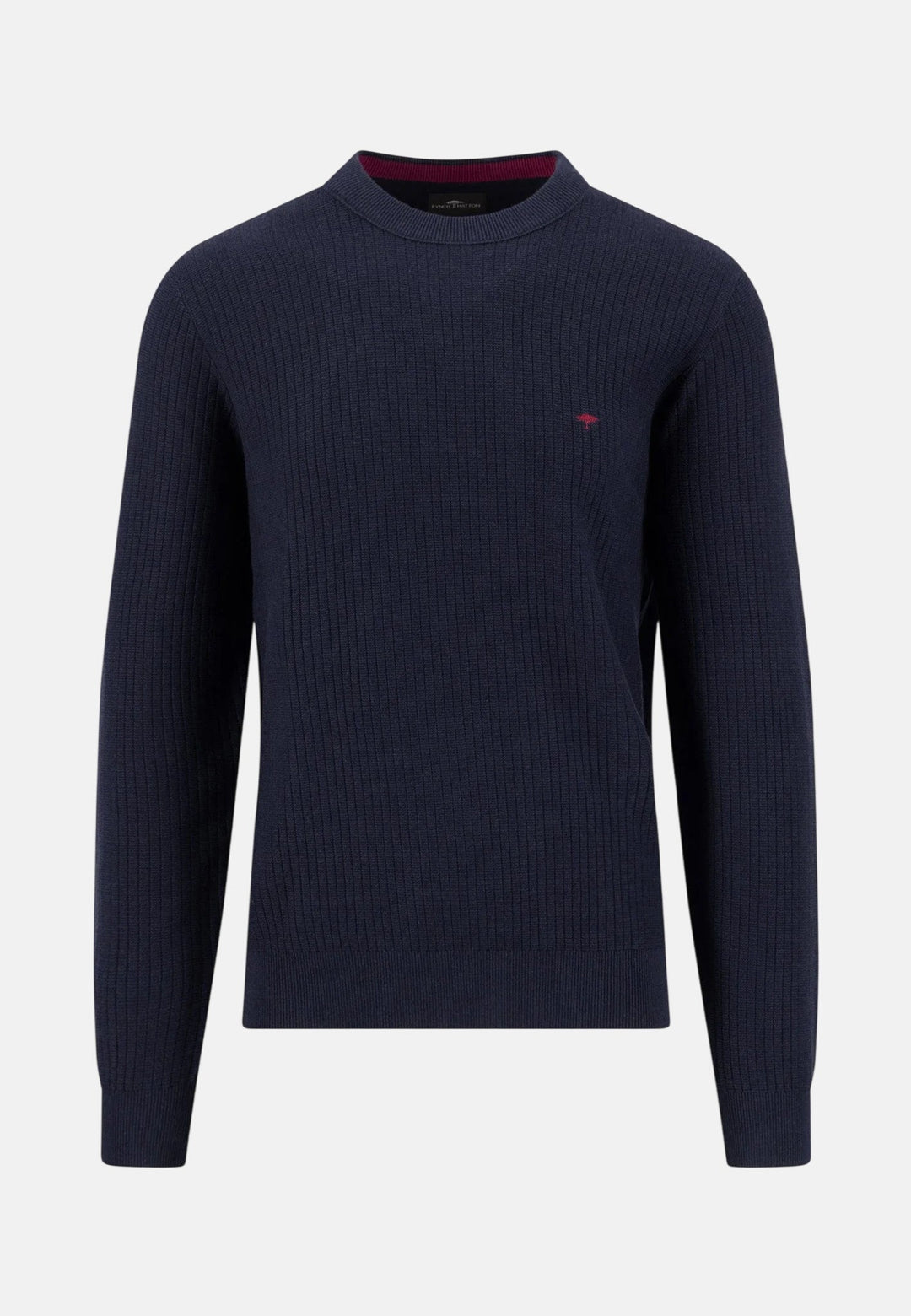 Fynch-Hatton Ribbed Cotton Crewneck Knit Navy 1608233-690-M