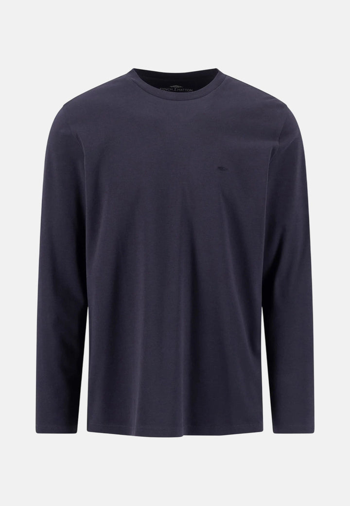 Fynch-Hatton Sanforized Cotton Long Sleeve T-Shirt Navy 16141910-685-M