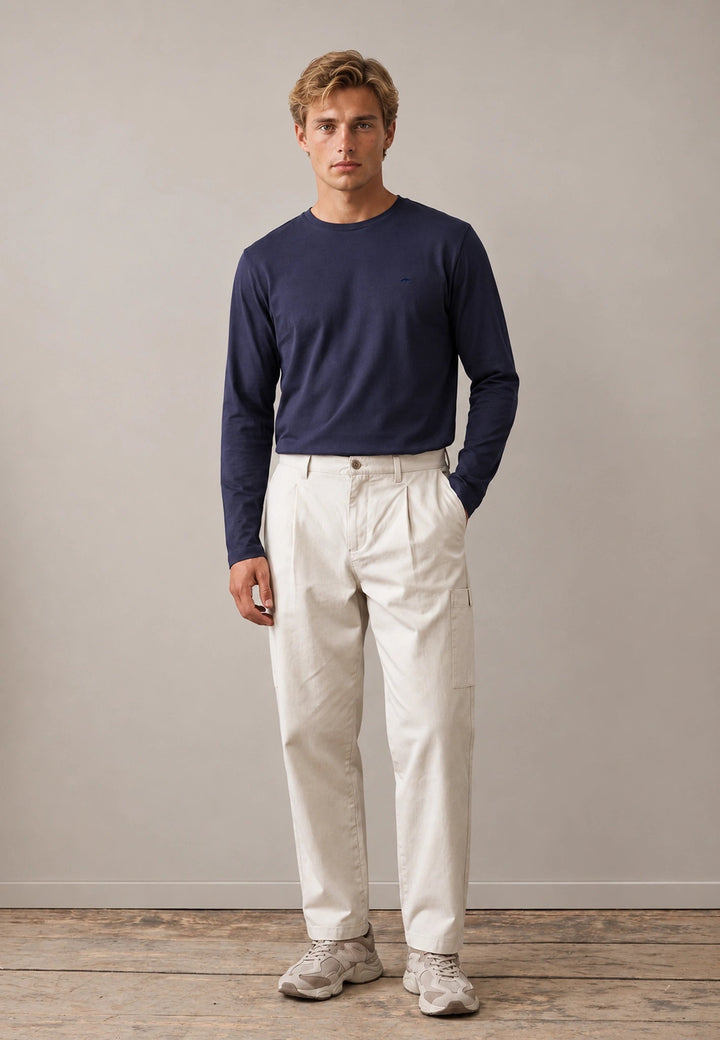 Fynch-Hatton Sanforized Cotton Long Sleeve T-Shirt Navy 16141910-685-M
