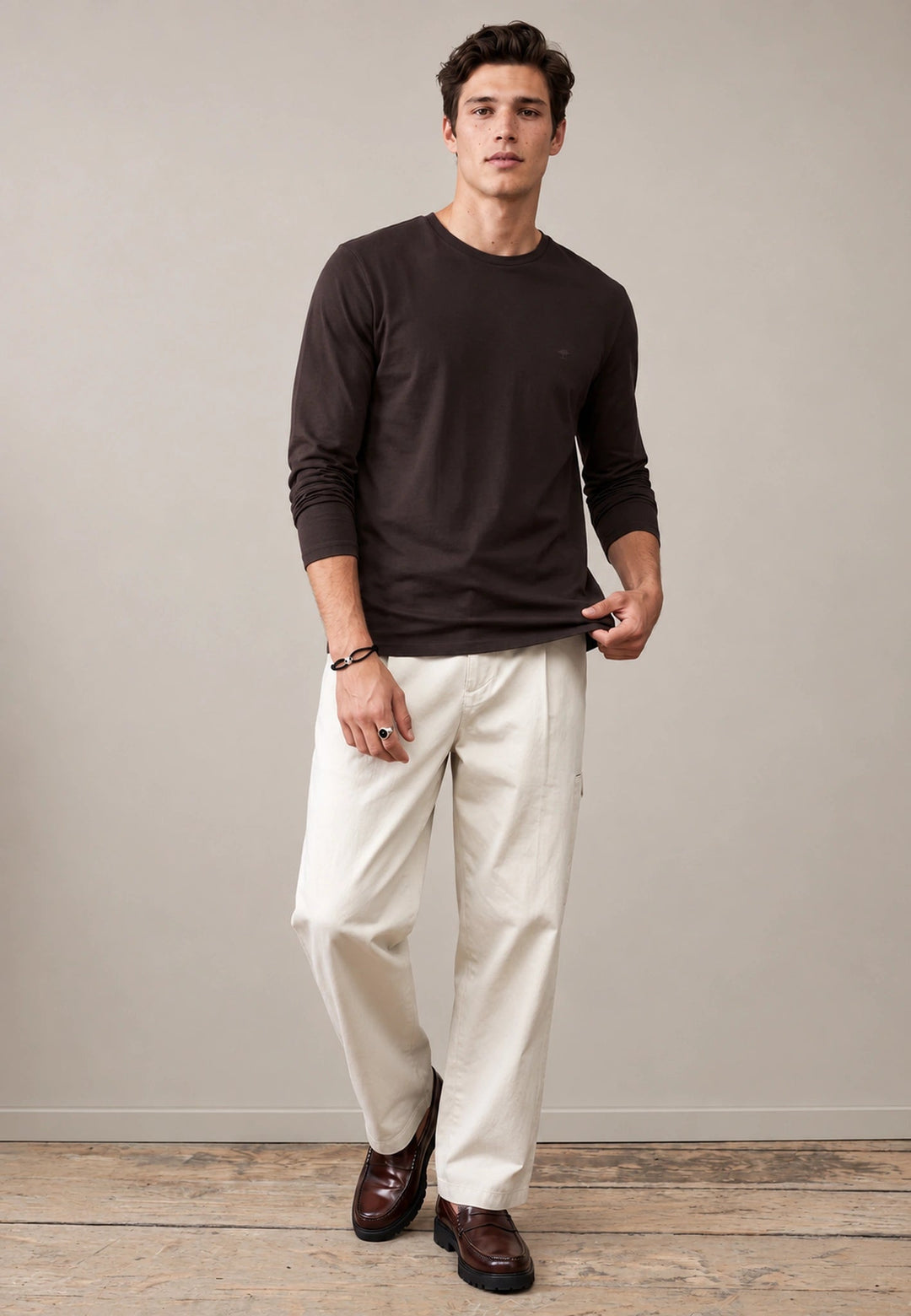 Fynch-Hatton Sanforized Cotton Long Sleeve T-Shirt Soil 16141910-866-M