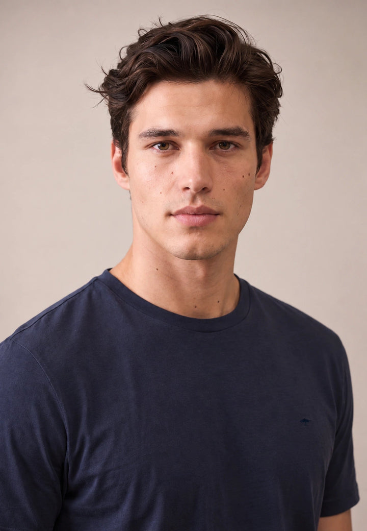 Fynch-Hatton Sanforized Cotton T-Shirt Navy 16141900-685-S