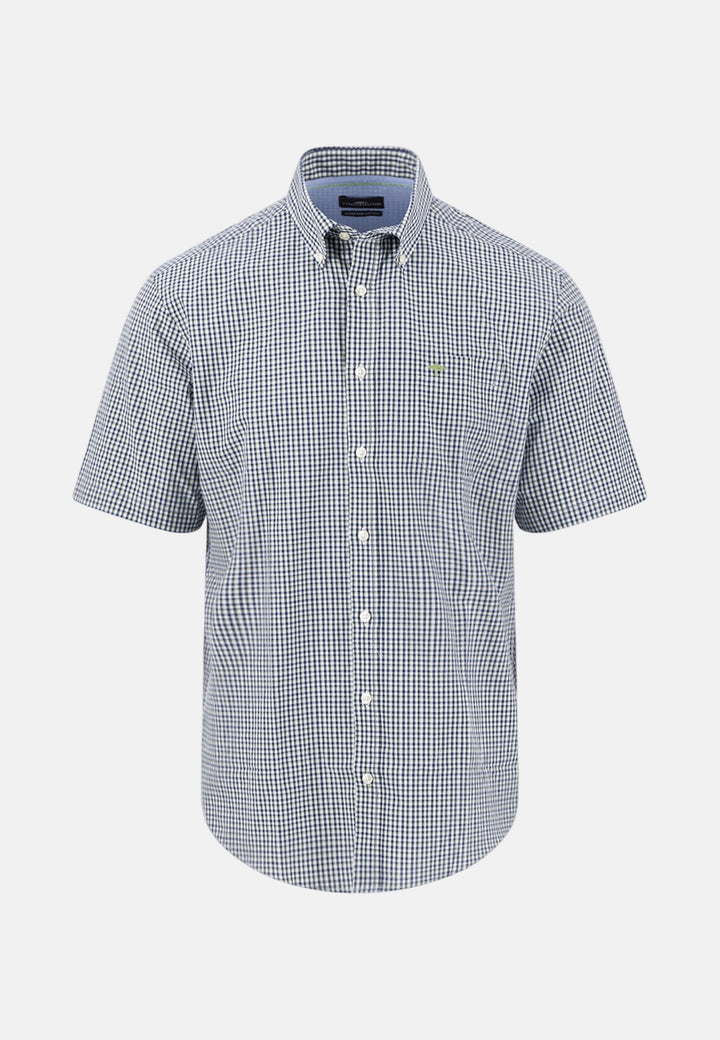 Fynch - Hatton Seasonal Combi Check Short Sleeved Shirt Avocado 16135121-740-M