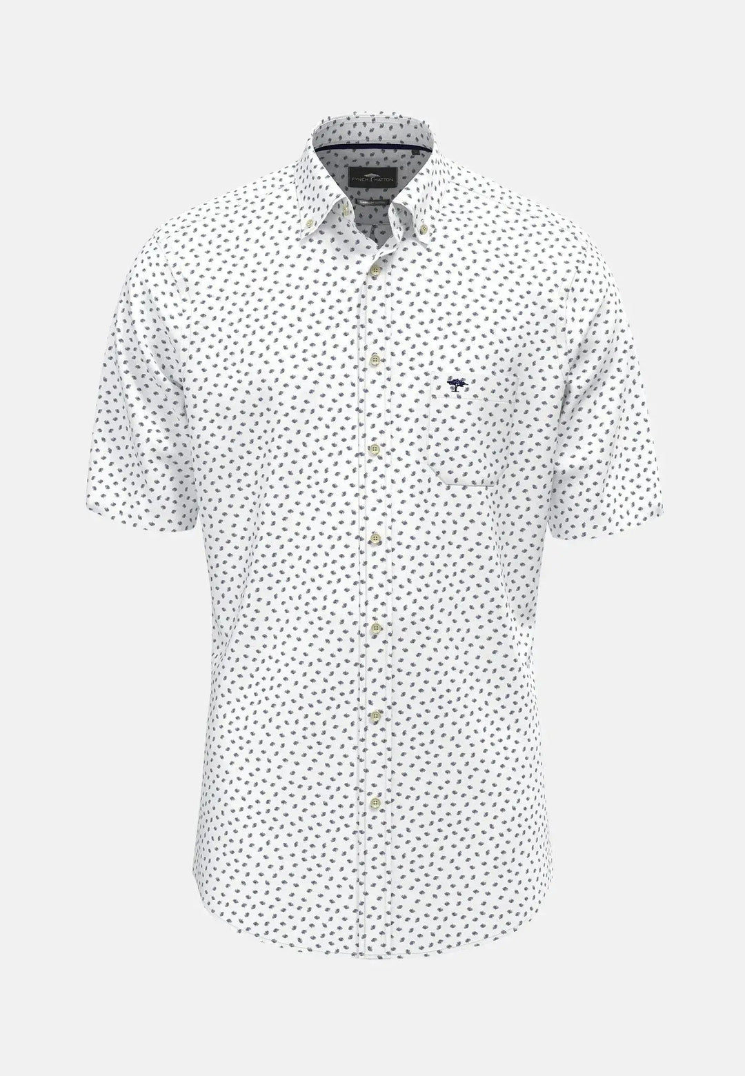 Fynch - Hatton Seersucker Print Short Sleeved Shirt Navy - 15048441-685-S - fynch - hatton.co.uk