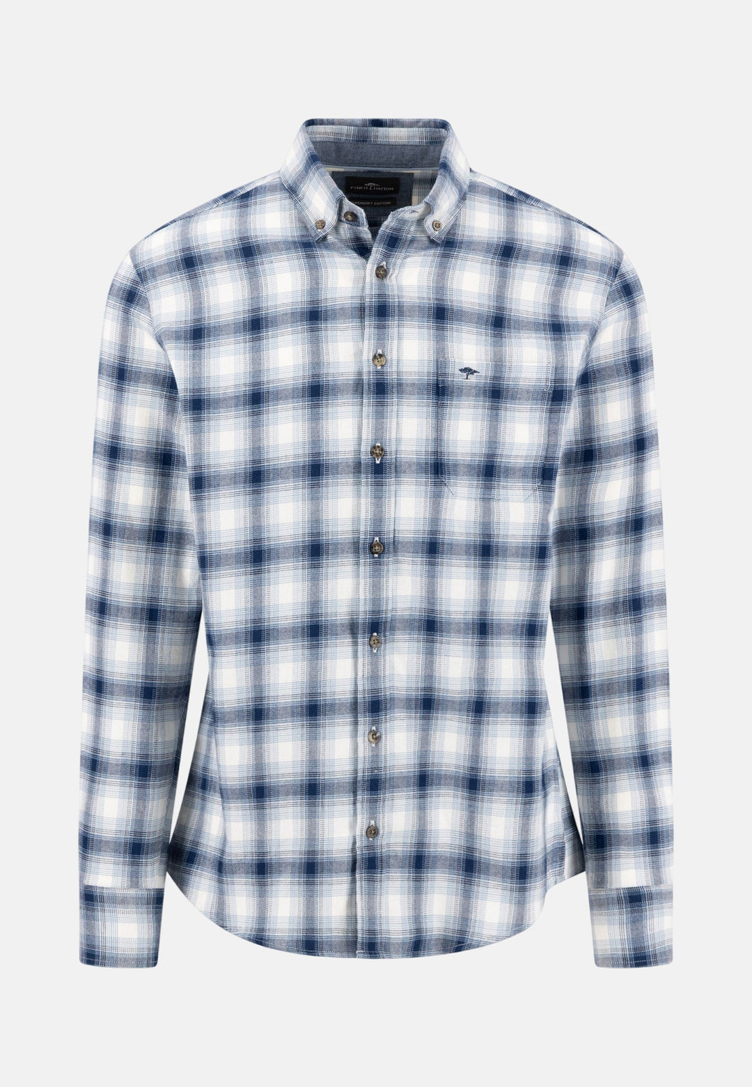 Fynch-Hatton Shadow Check Button Down Shirt Ink Blue 16096270-661-S