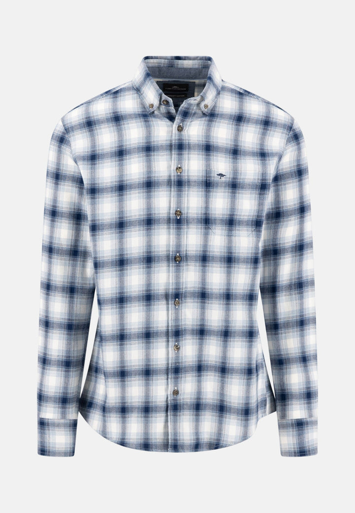 Fynch-Hatton Shadow Check Button Down Shirt Ink Blue 16096270-661-S