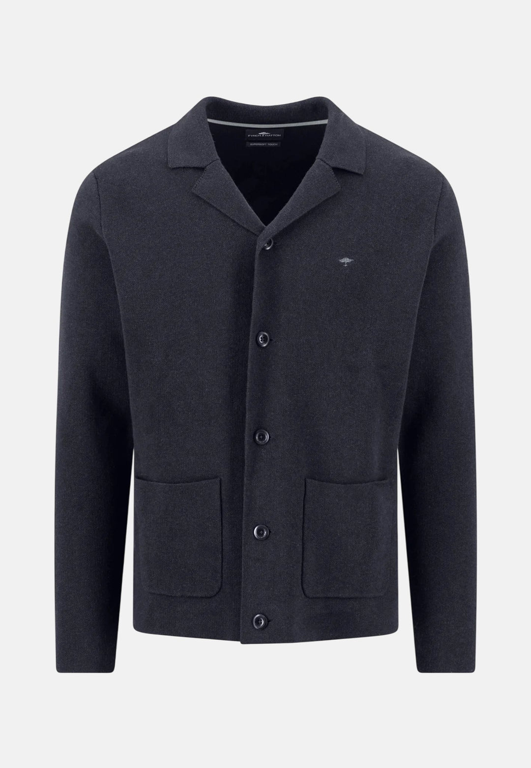 Fynch-Hatton Shawl Collar Cotton Cashmere Cardigan Navy 1608610-690-M