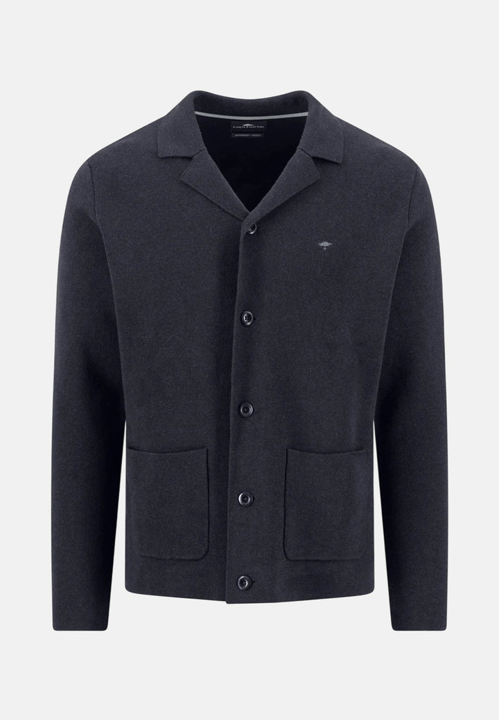 Fynch-Hatton Shawl Collar Cotton Cashmere Cardigan Navy 1608610-690-M