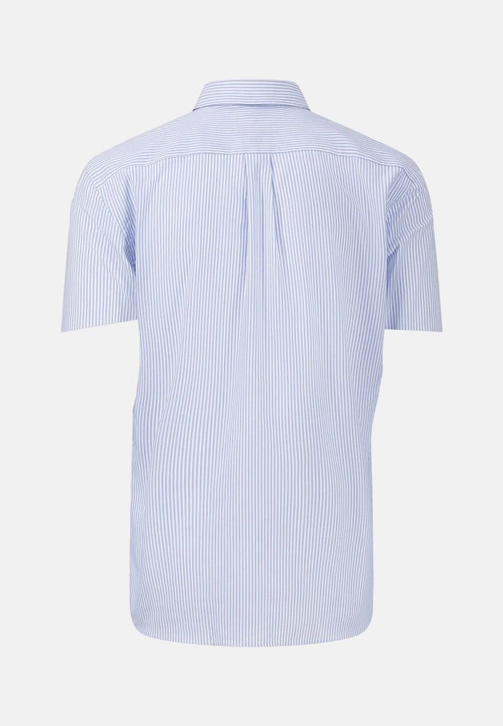 Fynch - Hatton Short Sleeved Oxford Button Down Shirt Light Blue Stripe - 16135501-5530-M - fynch - hatton.co.uk