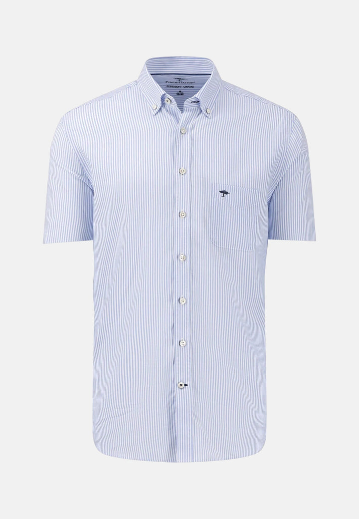 Fynch - Hatton Short Sleeved Oxford Button Down Shirt Light Blue Stripe - 16135501-5530-M - fynch - hatton.co.uk