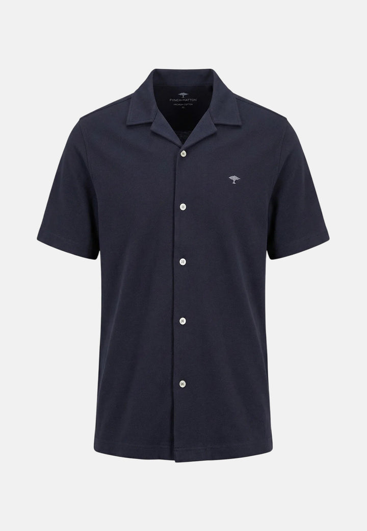 Fynch - Hatton Short Sleeved Resort Shirt Navy - 16031708-685-M - fynch - hatton.co.uk