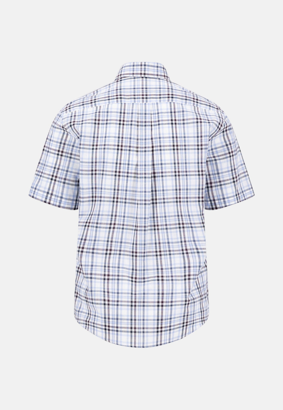 Fynch - Hatton Slub Check Button Down Short Sleeved Shirt Aubergine 16035921-342-M