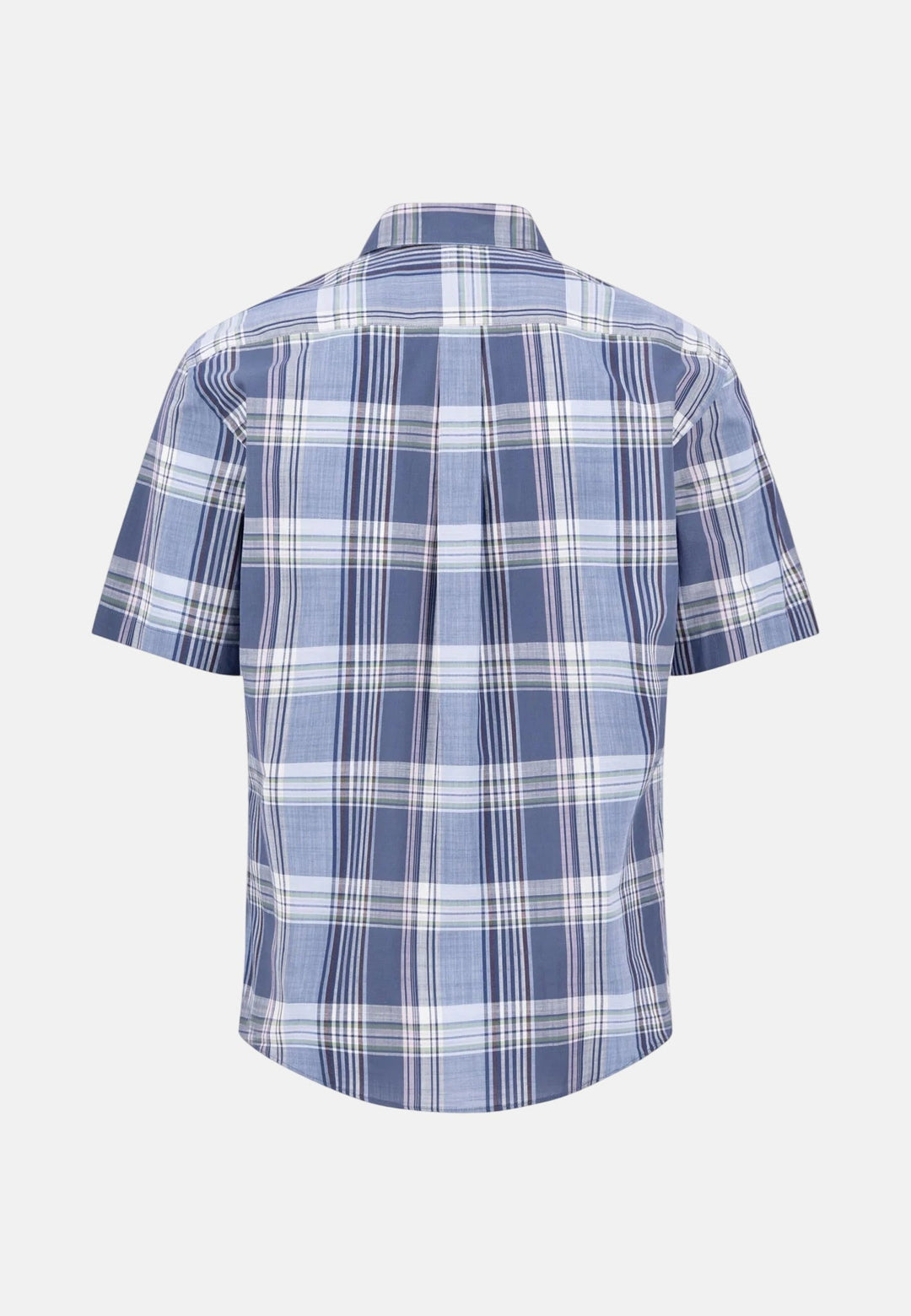Fynch - Hatton Slub Check Button Down Short Sleeved Shirt Horizon Blue 16035911-655-M
