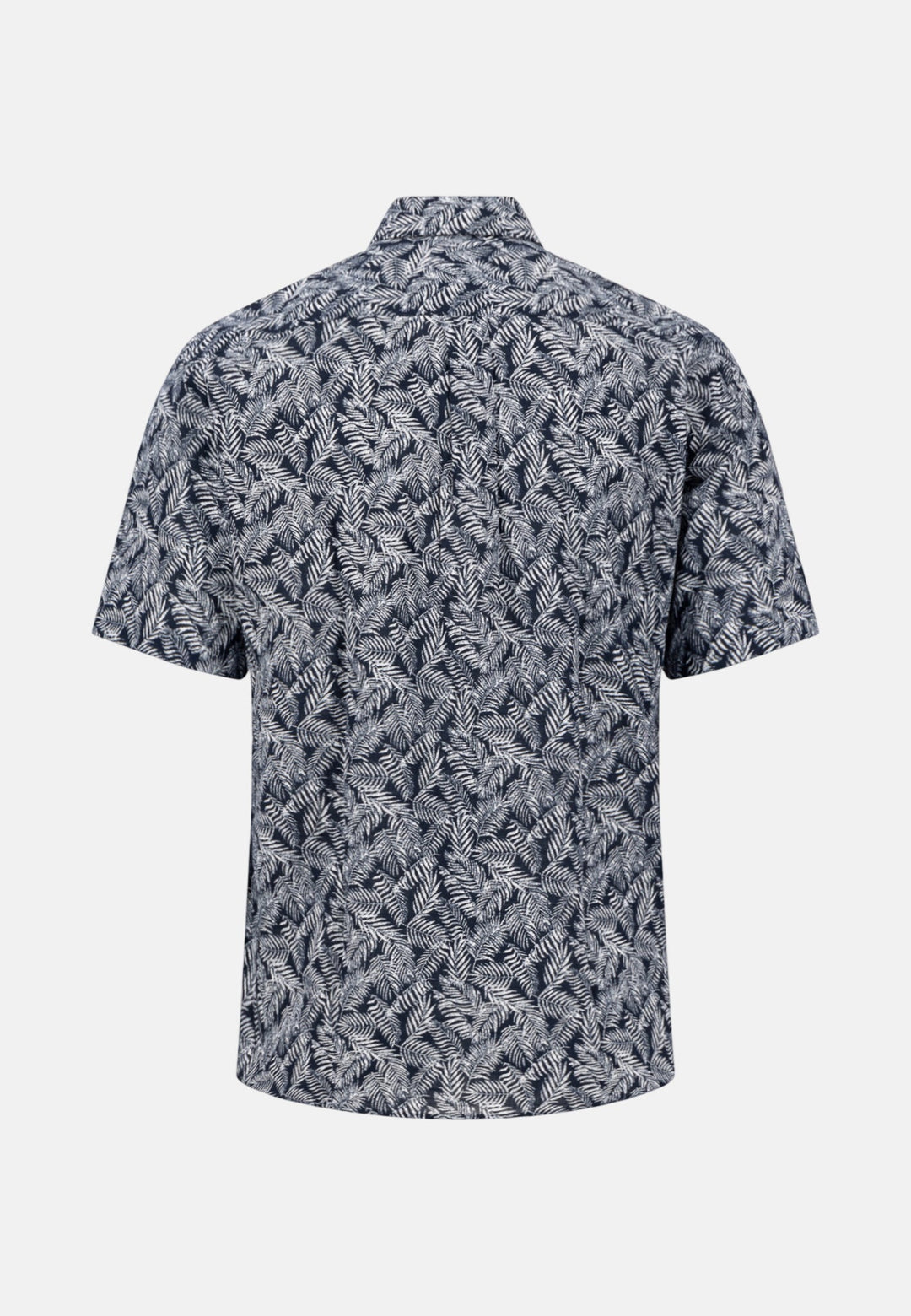Fynch - Hatton Slub Print Button Down Short Sleeved Shirt Navy 16045011-685-M