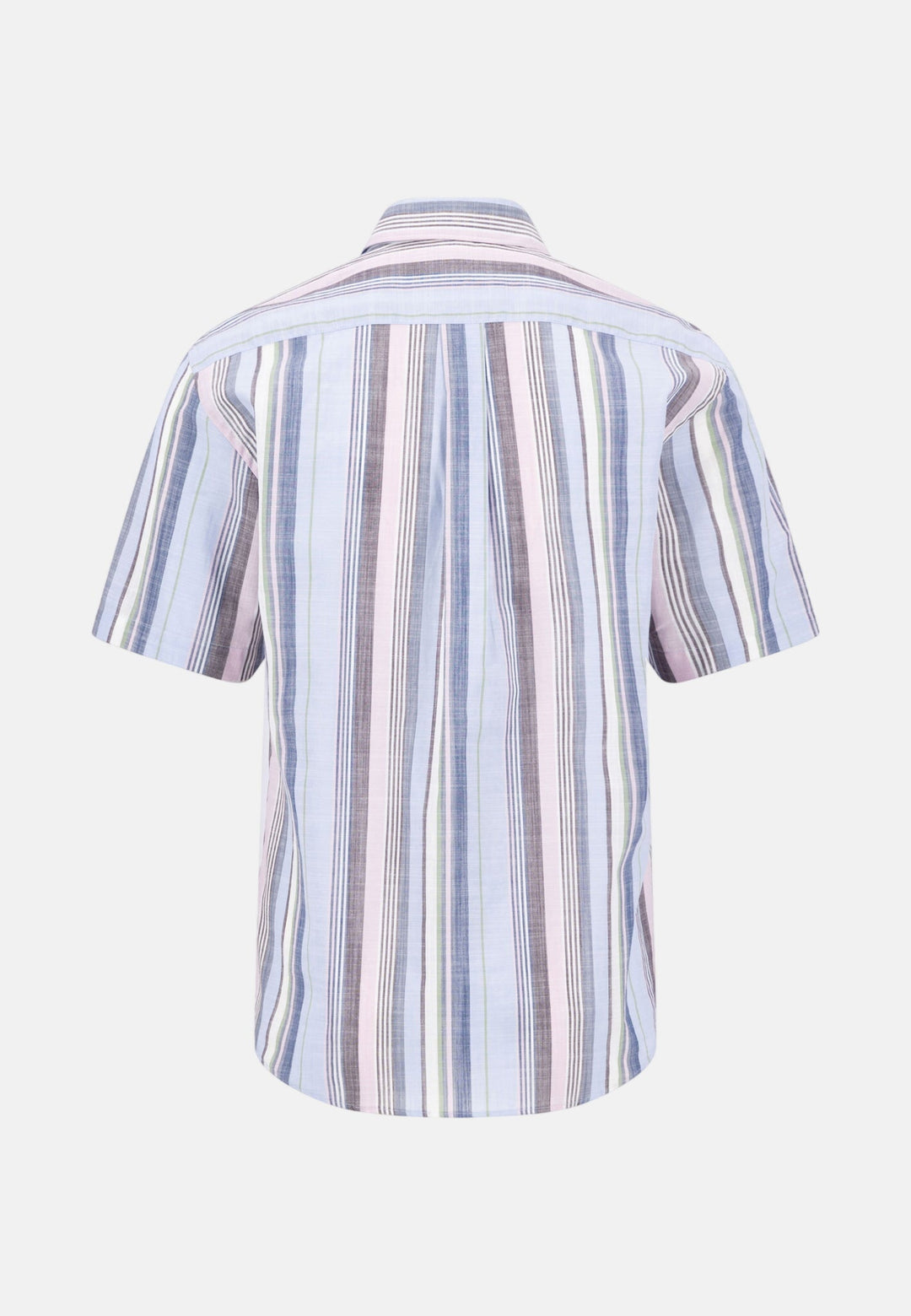 Fynch - Hatton Slub Stripe Button Down Short Sleeved Shirt Aubergine 16035931-342-M