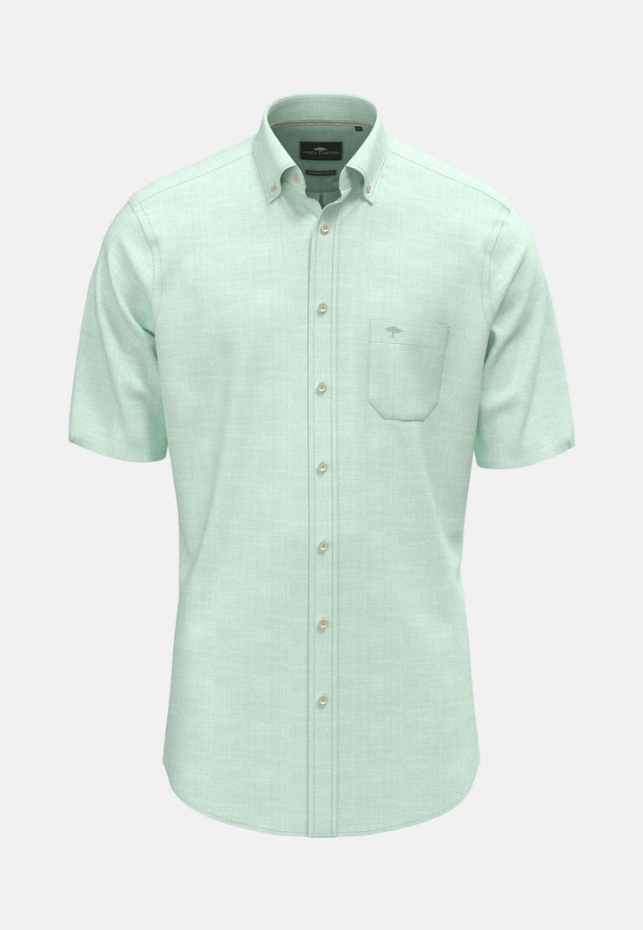 Fynch - Hatton Solid Slub Button Down Short Sleeved Shirt Mint 16048091-744-M