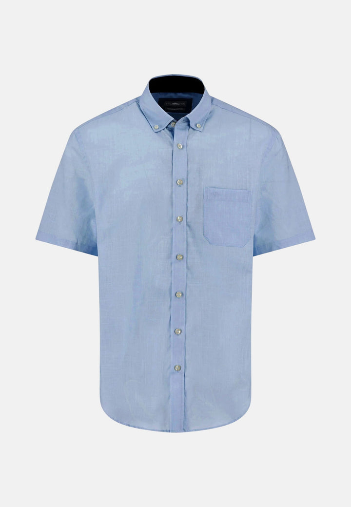 Fynch - Hatton Solid Slub Button Down Short Sleeved Shirt New Breeze 16048091-653-M