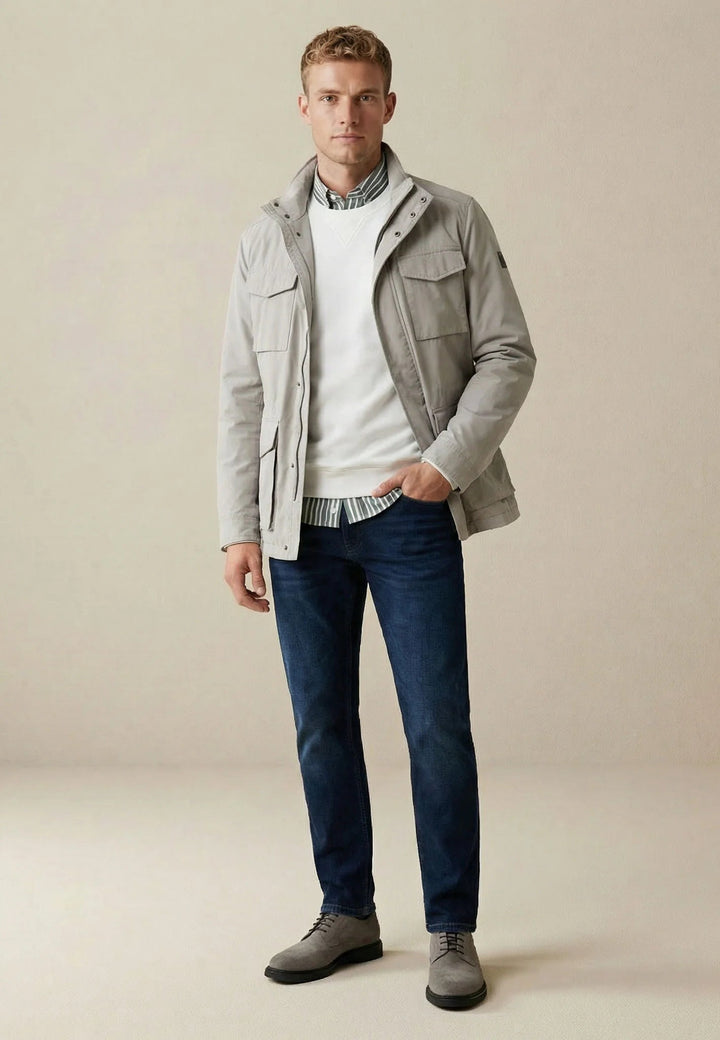 Fynch - Hatton Stand Collar Field Jacket Cement - 16022610-828-M - fynch - hatton.co.uk