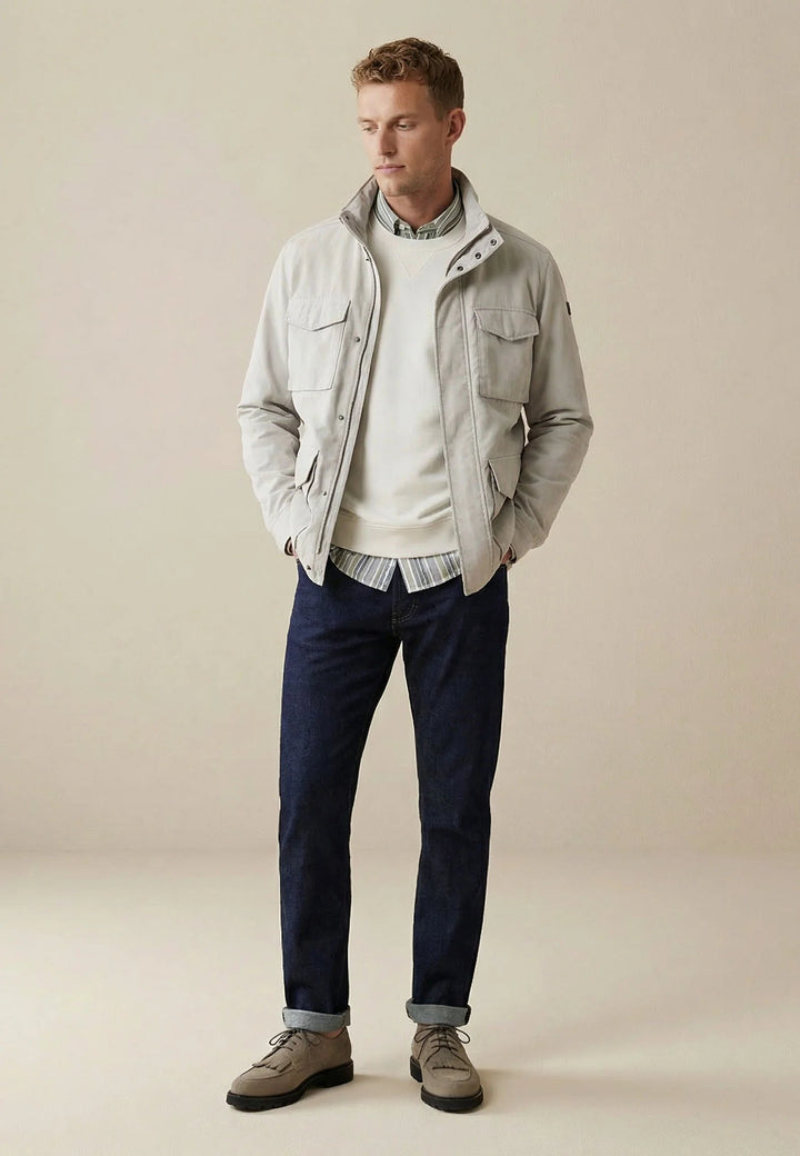 Fynch - Hatton Stand Collar Field Jacket Cement - 16022610-828-M - fynch - hatton.co.uk