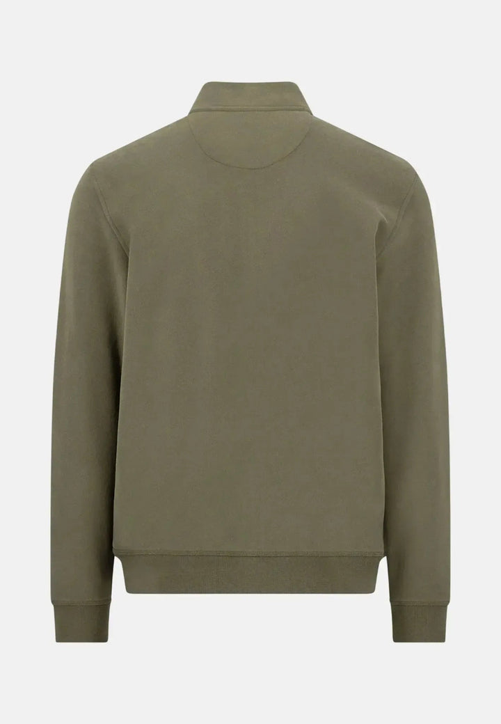 Fynch - Hatton Stand Collar Full Zip Sweatshirt Dark Khaki - 16131352-719-M - fynch - hatton.co.uk