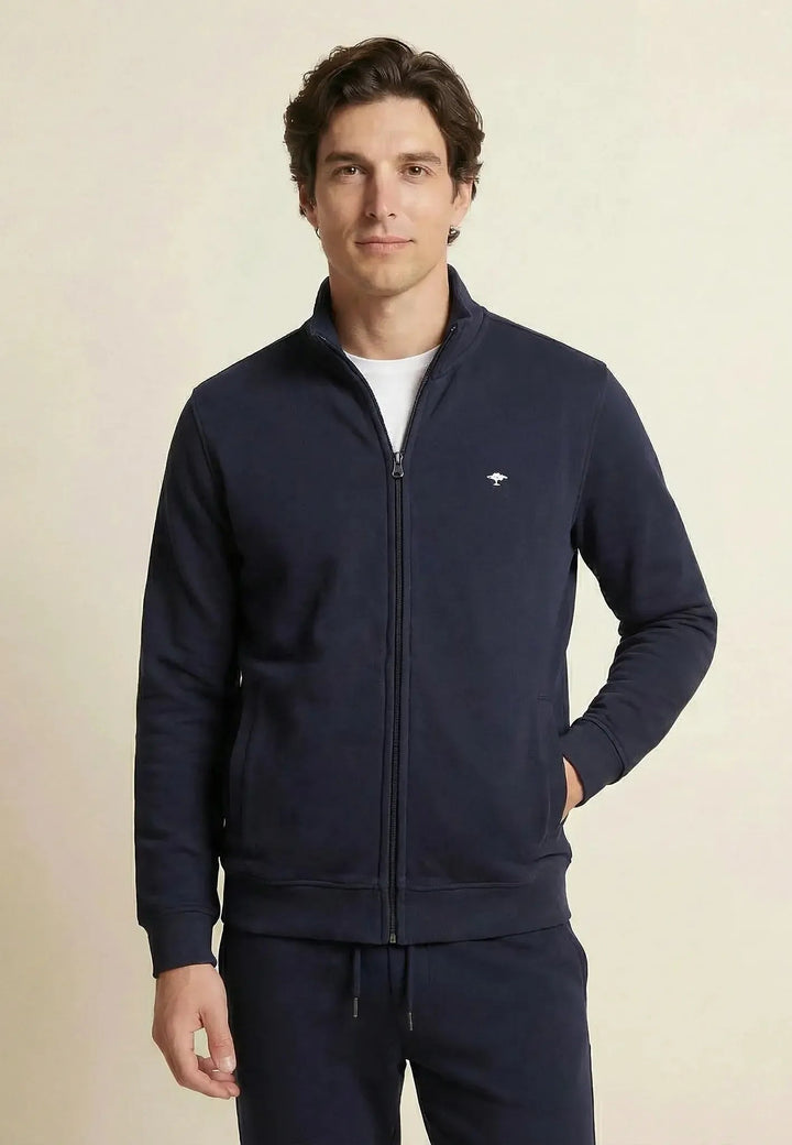 Fynch - Hatton Stand Collar Full Zip Sweatshirt Navy - 16131352-690-M - fynch - hatton.co.uk