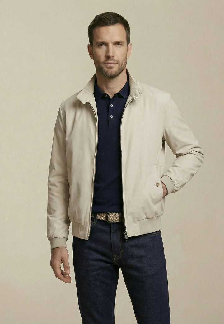 Fynch - Hatton Stand Collar Harrington Jacket Cement - 16022602-828-M - fynch - hatton.co.uk