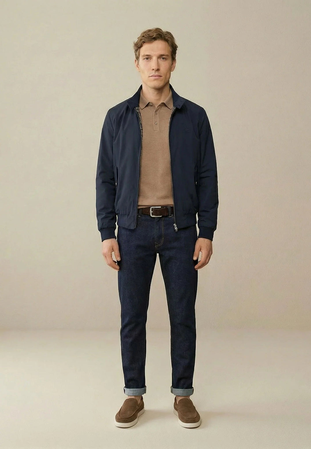 Fynch - Hatton Stand Collar Harrington Jacket Dark Navy - 16022602-688-M - fynch - hatton.co.uk