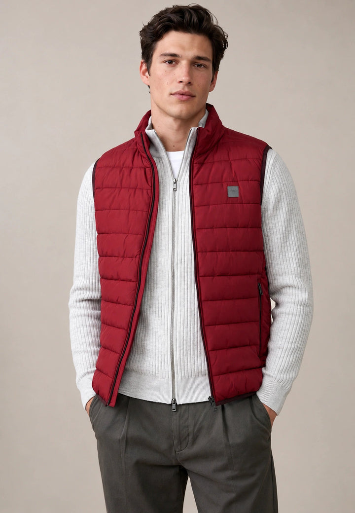 Fynch-Hatton Stand Collar Lightweight Quilted Gilet Brick 16142601-346-M