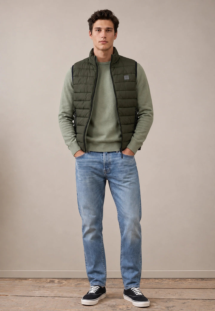 Fynch-Hatton Stand Collar Lightweight Quilted Gilet Cypress 16142601-749-S