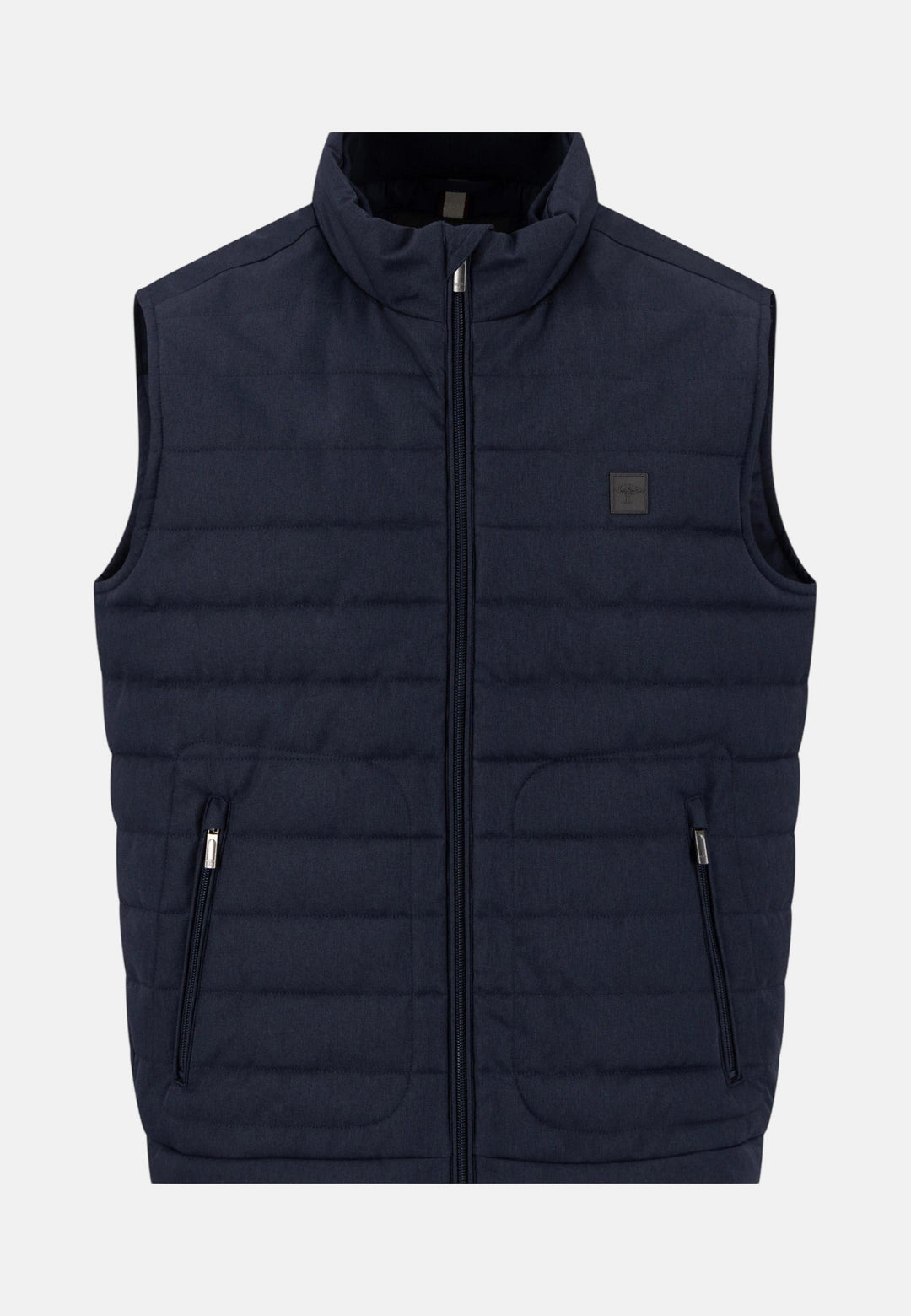 Fynch-Hatton Stand Collar Melange Quilted Gilet Dark Navy 16092523-688-S