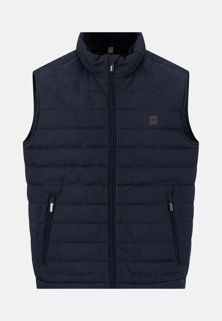 Fynch-Hatton Stand Collar Melange Quilted Gilet Dark Navy 16092523-688-S