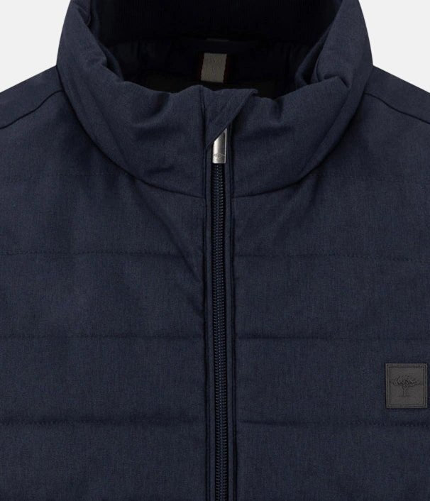 Fynch-Hatton Stand Collar Melange Quilted Gilet Dark Navy 16092523-688-S