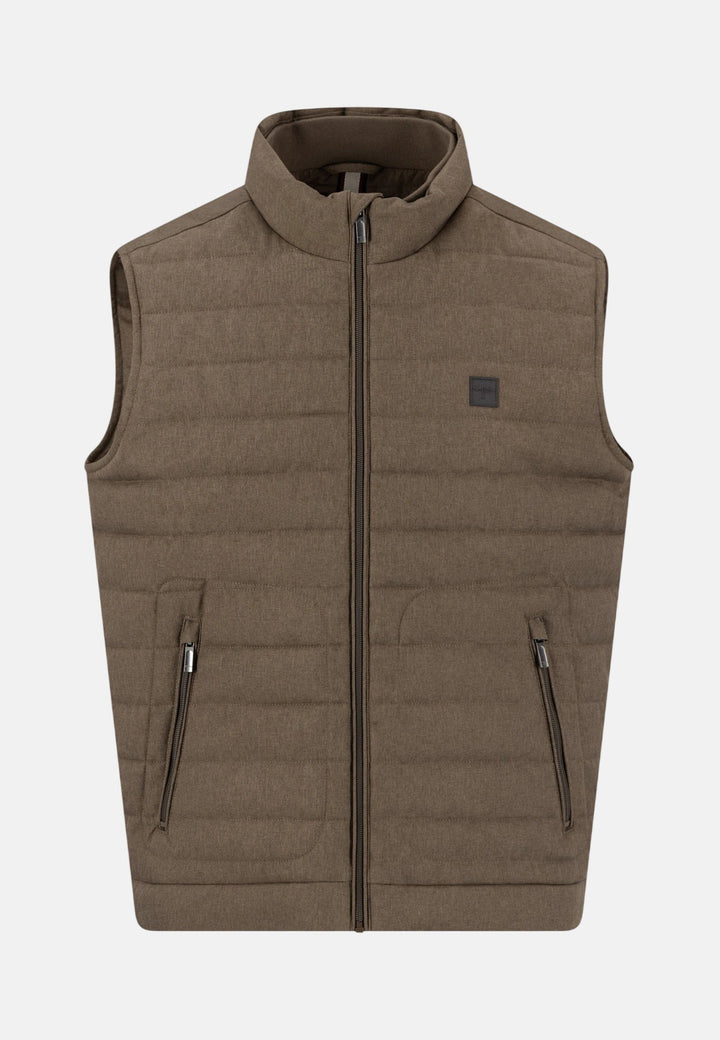 Fynch-Hatton Stand Collar Melange Quilted Gilet Earth 16092523-860-M