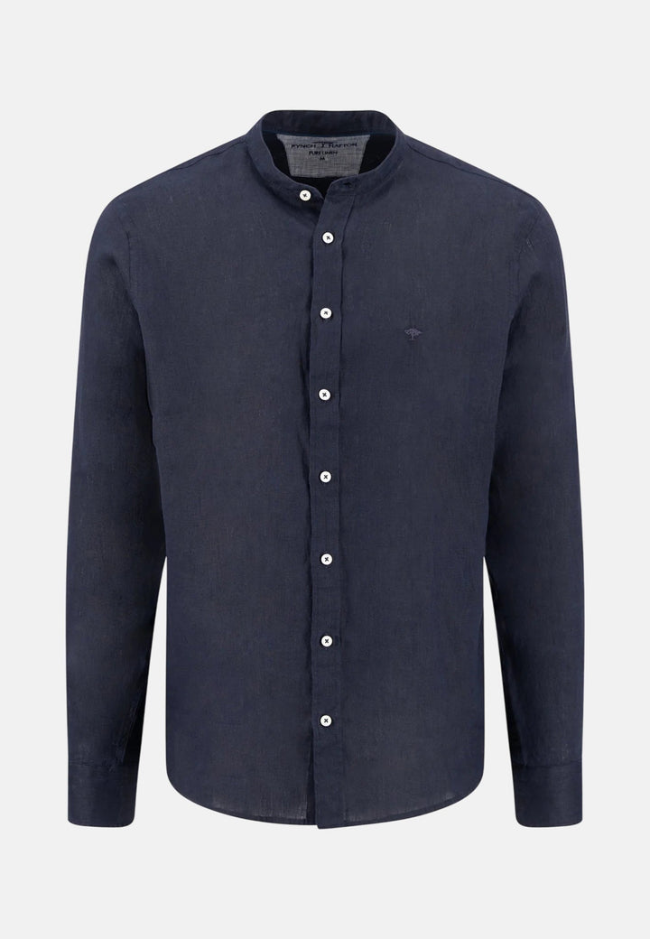 Fynch - Hatton Stand Collar Pure Linen Shirt Navy 16136008-685-M