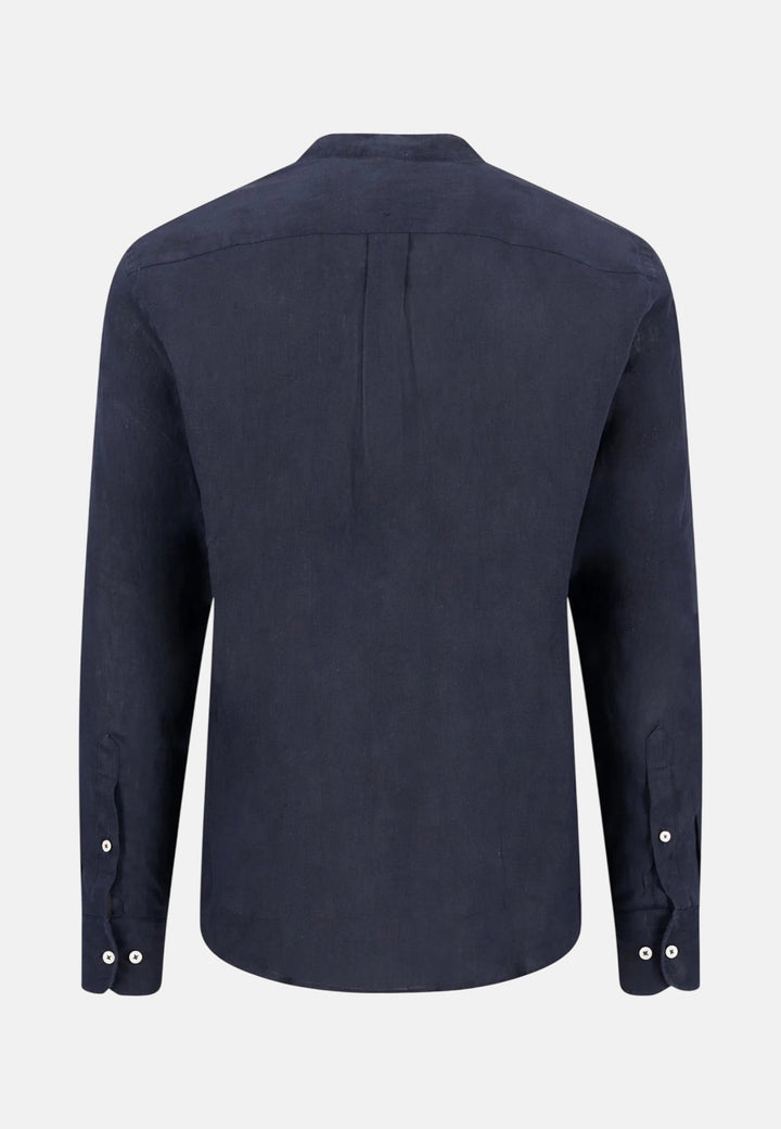 Fynch - Hatton Stand Collar Pure Linen Shirt Navy 16136008-685-M