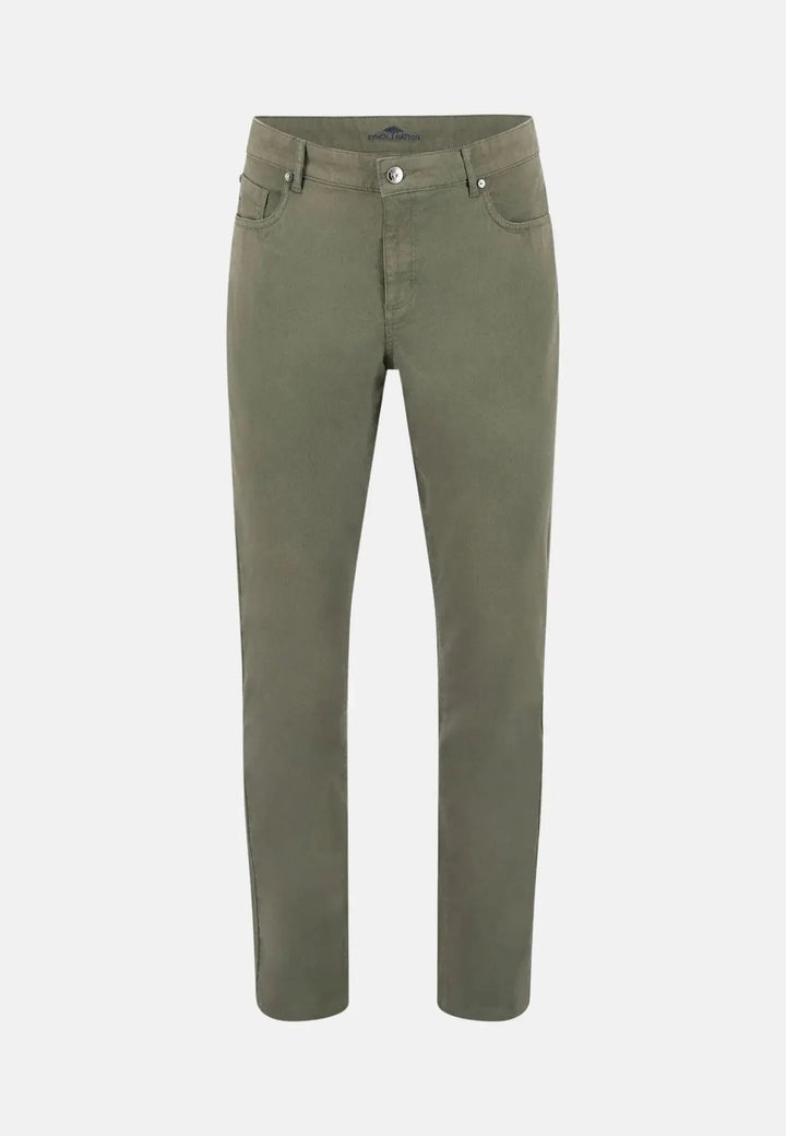 Fynch - Hatton - Stretch Cotton Straight Leg Chinos Dusty Forest - 15092804-716-32-32 - uk