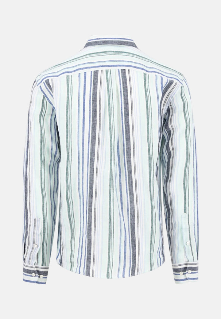 Fynch - Hatton Stripe Pattern Pure Linen Button Down Shirt Mint 16136040-744-M