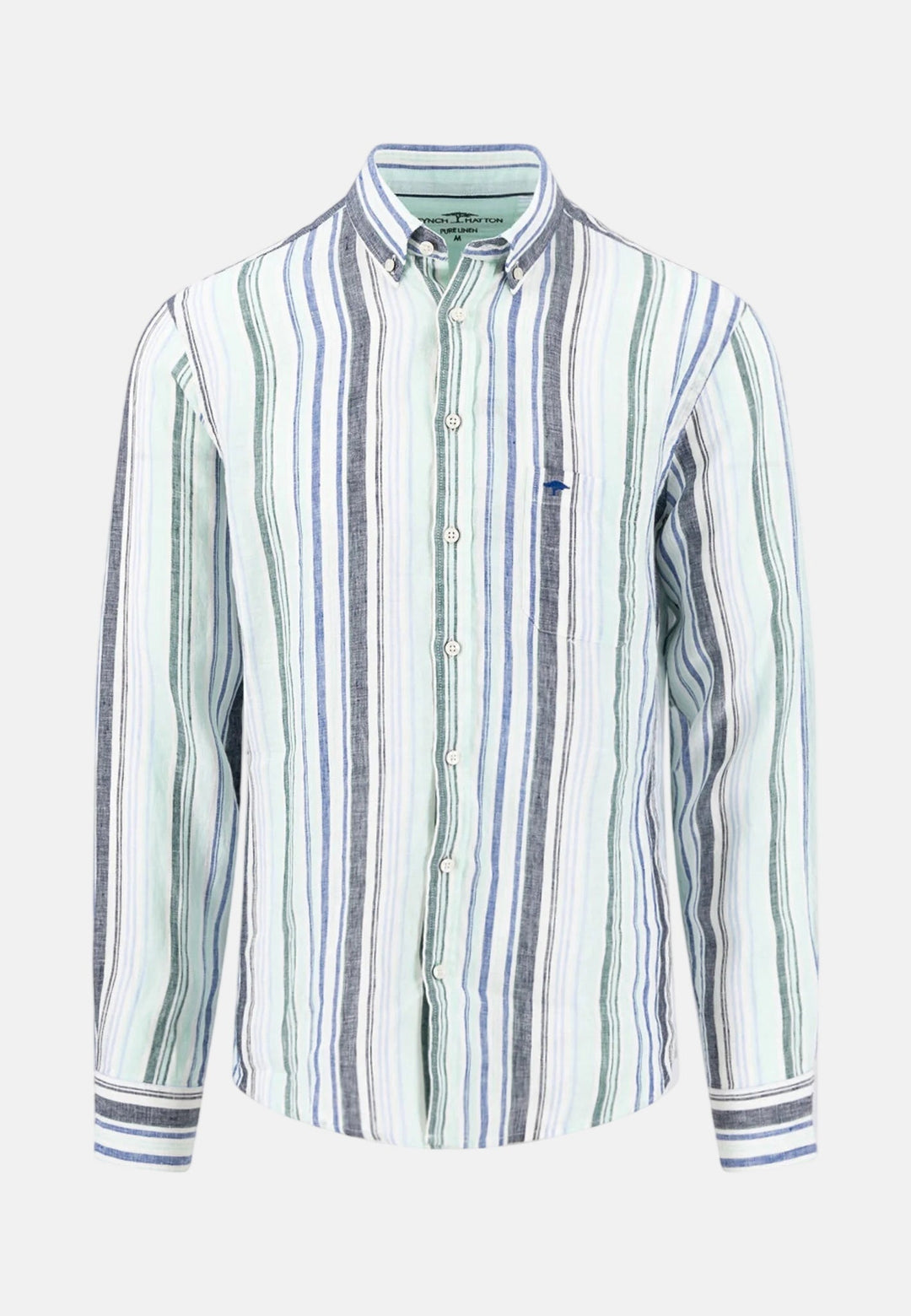 Fynch - Hatton Stripe Pattern Pure Linen Button Down Shirt Mint 16136040-744-M